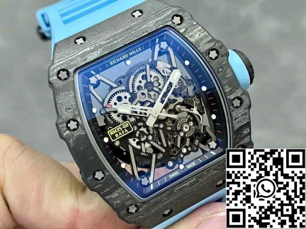 z5580698942568 85084e962081a06f764c6dcbc221c023 Richard Mille RM035-02 T+ Factory 1:1 Best Edition szénszálas tok kék gumipántos szíj