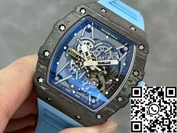 z5580698995697 baba2abfc55eb9ad569bfa6efe44d754 Richard Mille RM035-02 T+ Factory 1:1 Best Edition szénszálas tok kék gumipántos szíj