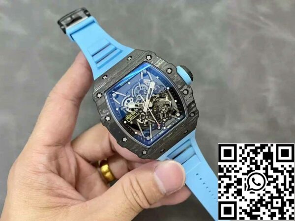 z5580699030585 98c1947fdb354c2ba78ec06ecd7bb673 Richard Mille RM035-02 T+ Factory 1:1 Best Edition Caja de fibra de carbono Correa de caucho azul