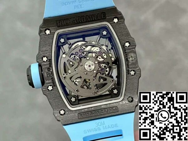 z5580699153715 ac5abfec8c9b6e36725866bc34b4981a Richard Mille RM035-02 T+ Factory 1:1 Best Edition Carbon Fiber Case Blue Rubber Strap