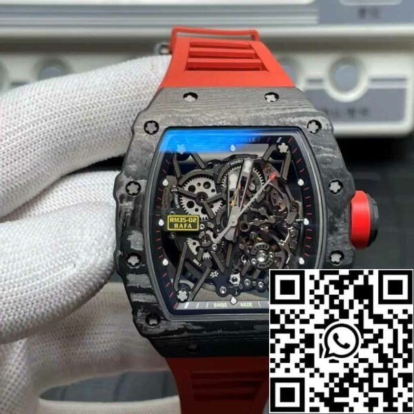 z5580699365655 96a86edc37da0c8e45de0373bb3bbd25 Richard Mille RM035-02 T+ Factory 1:1 Best Edition Корпус из углеродного волокна Красный резиновый ремешок