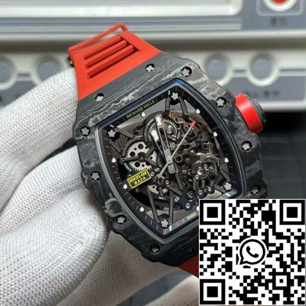 z5580699419121 d56a8e95ef5d7d7288a6724f4c6eff76 Richard Mille RM035-02 T+ Factory 1:1 Best Edition kolfiberfodral Röd gummirem