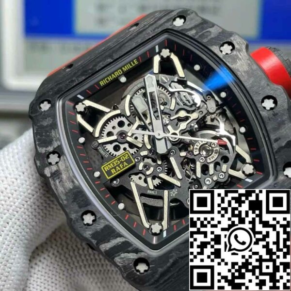 z5580699474495 35546ab7ae3d1799df473aa30af472ee Richard Mille RM035-02 T+ Factory 1:1 Best Edition Caja de fibra de carbono Correa de caucho roja