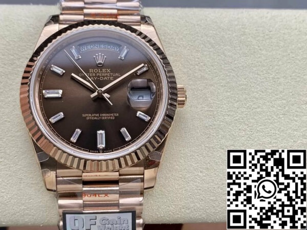 z5584003249965 4f35eb2bbd3c1f231e07d25e7f3bfea9 Rolex Day Date M228235-0003 V5 40mm QF Factory 1:1 Mejor Edición Chocolate Dial Bisel