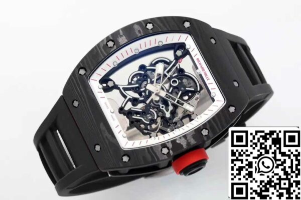 z5599647947714 849a8713a0a7d7a7ad30859eb2541a51 RICHARD MILLE RM055 ZF 2024 1:1 Best Edition Caja de fibra de carbono Pomo rojo Correa negra