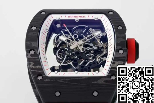 z5599647959515 50b5e150eed381709d0910c3ba059e97 RICHARD MILLE RM055 ZF 2024 1:1 Best Edition Caja de fibra de carbono Pomo rojo Correa negra