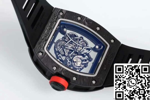 z5599648005896 84df57eed90d1cceb4cebc167d00efcc RICHARD MILLE RM055 ZF 2024 1:1 Best Edition Cassa in fibra di carbonio Pomello rosso Cinturino nero