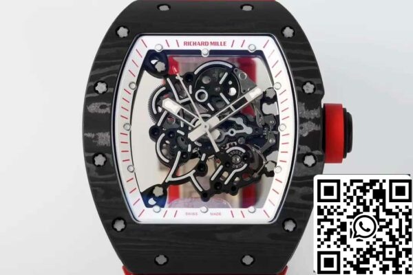 z5599648051457 a8756b224ba1c8d010834bafa2543aa7 RICHARD MILLE RM055 ZF 2024 1:1 Best Edition Koolstofvezel Kast Rode Band en Knop