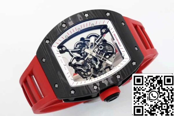 z5599648073873 0f8694b24e8650cc3d7ec95d56cb8141 RICHARD MILLE RM055 ZF 2024 1:1 Best Edition Carbon Fiber Case Red Strap and Knob