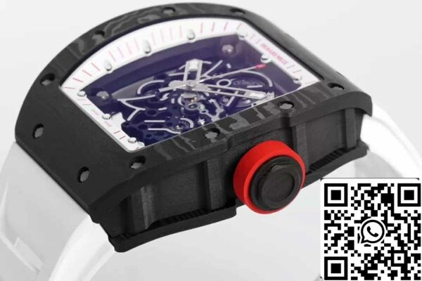 z5599648225032 438505d272db491e5e0506ad5f30d3a6 RICHARD MILLE RM055 ZF 2024 1:1 Best Edition Carbon Fiber Case Red Knob White Strap