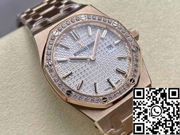 Audemars Piguet 67651 Cuarzo 33 mm 1:1 Best Edition ZF Factory Esfera blanca Oro rosa Diamante