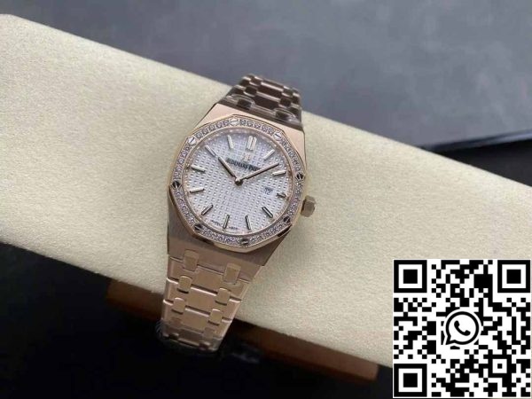 Z5742671516588 141159BAEC51E5F27BDCF3559B722537 오데마 피게 67651 쿼츠 33mm 1:1 베스트 에디션 ZF 팩토리 화이트 다이얼 로즈 골드 다이아몬드