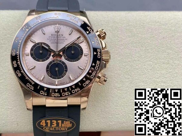 z5754914885429 e0195a4596e6a3dabb4ee72ac29694a8 Rolex Cosmograph Daytona m126515 1:1 Best Edition QF Factory 4131 Mechanizm Różowa Tarcza