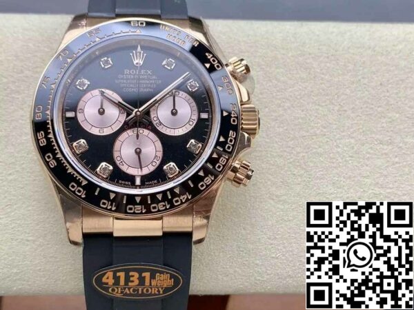 z5754916488350 7966ad1ee3237f0f1b8160a082304d30 Rolex Cosmograph Daytona m126515LN 1:1 Best Edition QF Tehdas 4131 Movement Musta Dial Rose kultaa