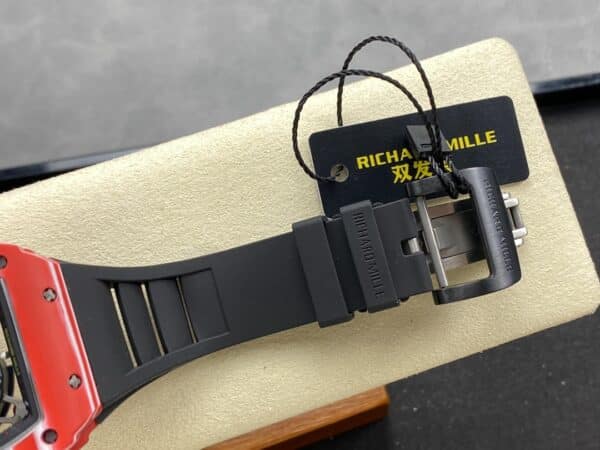 Richard Mille RM035 02 11 Best Clone R7 Factory Red Carbon Case Black Strap 2 Richard Mille RM035-02 1:1 Best Clone R7 Factory Red Carbon Case Black Strap