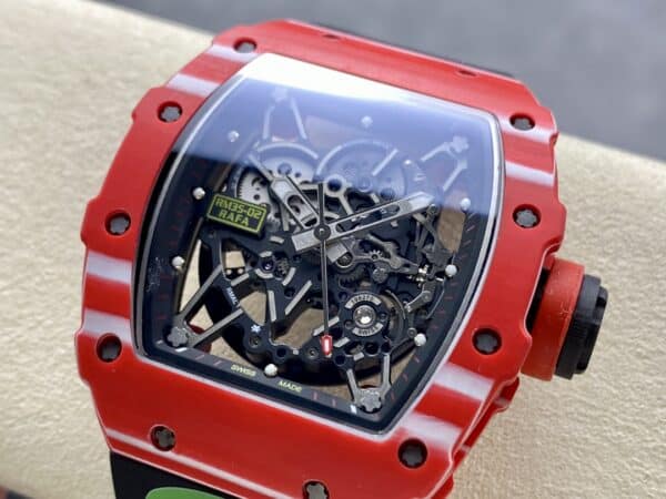 Richard Mille RM035 02 11 Best Clone R7 Factory Red Carbon Case Black Strap 7 Richard Mille RM035-02 1:1 Best Clone R7 Factory Red Carbon Case Black Strap