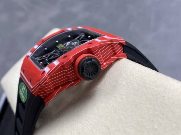 Richard Mille RM035 02 11 Best Clone R7 Factory Red Carbon Case Black Strap 8 Richard Mille RM035-02 1:1 Best Clone R7 Factory Red Carbon Case Black Strap