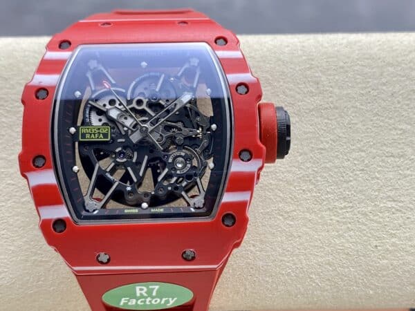 i1723843273 3651 4 Richard Mille RM035-02 1:1 Best Clone R7 Factory Red Carbon Case Red Strap