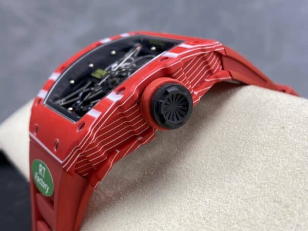 i1723843273 6953 6 Richard Mille RM035-02 1:1 Best Clone R7 Factory Caixa em carbono vermelho Bracelete vermelha