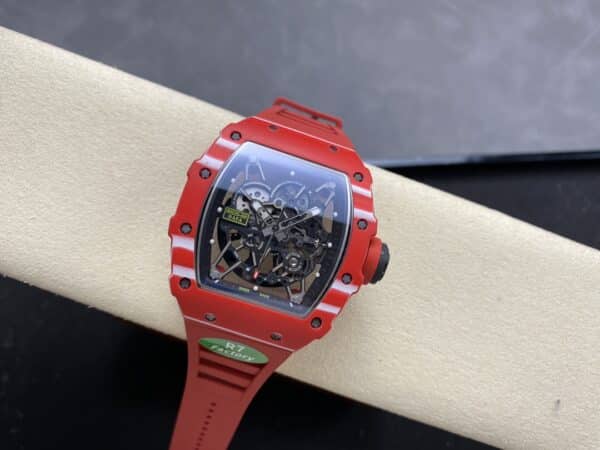 i1723843273 7277 2 Richard Mille RM035-02 1:1 Best Clone R7 Factory Caixa em carbono vermelho Bracelete vermelha