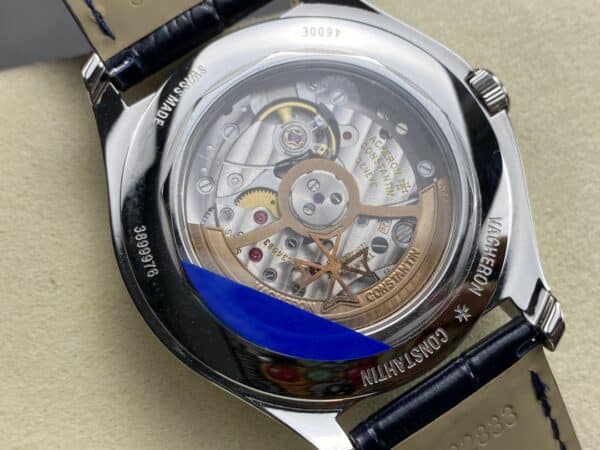 i1724944757 1757 2 Vacheron Constantin Fiftysix 4600E/000A-B487 Mostrador azul Caixa prateada 1:1 Melhor Clone