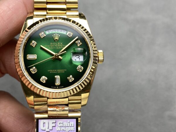 i1724950450 3135 7 Rolex Day Date 128238-0069 QF Factory 1:1 Super Clone Green Diamond Dial