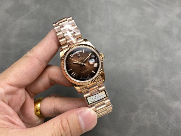 i1724950480 3345 7 Rolex Day Date M128235-0075 Numeral Dial QF Factory 1:1 Super Clone Chocolate Dial Rose Gold