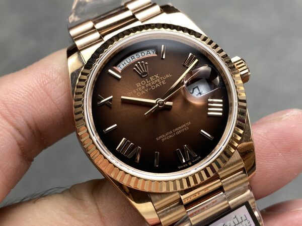 i1724950523 1154 2 Rolex Day Date M128235-0075 Numeral Dial QF Factory 1:1 Super Clone Chocolate Dial Rose Gold