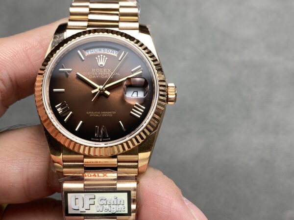 i1724950523 389 0 Rolex Day Date M128235-0075 Numeral Dial QF Factory 1:1 Super Clone Chocolate Dial Rose Gold