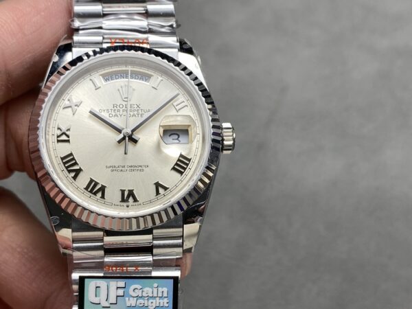 i1724950692 418 8 Rolex Day Date 128239 QF Factory 1:1 Super Clone Silver Numeral Dial