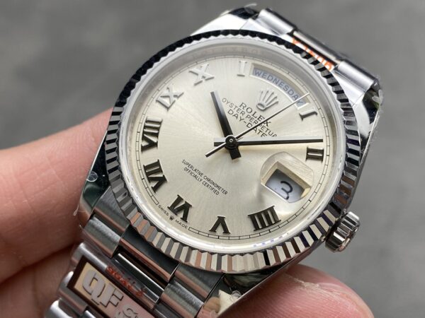 i1724950692 5948 2 Rolex Day Date 128239 QF Factory 1:1 Super Clone Silver Numeral Dial