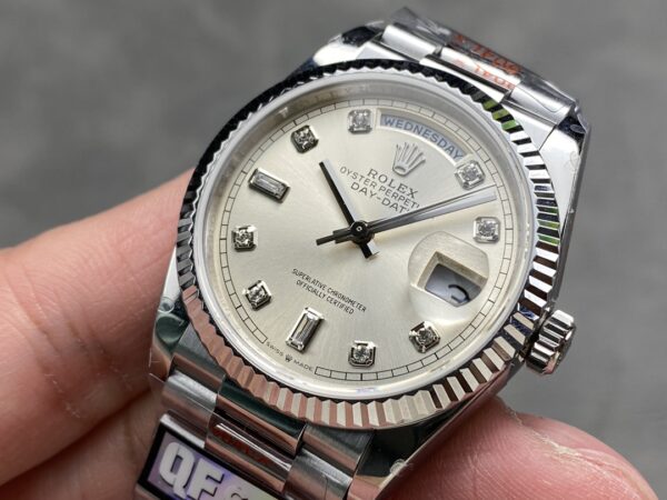 i1724950725 681 2 Rolex Day Date 128239 QF Factory 1:1 Super Clone Silver Diamond Dial