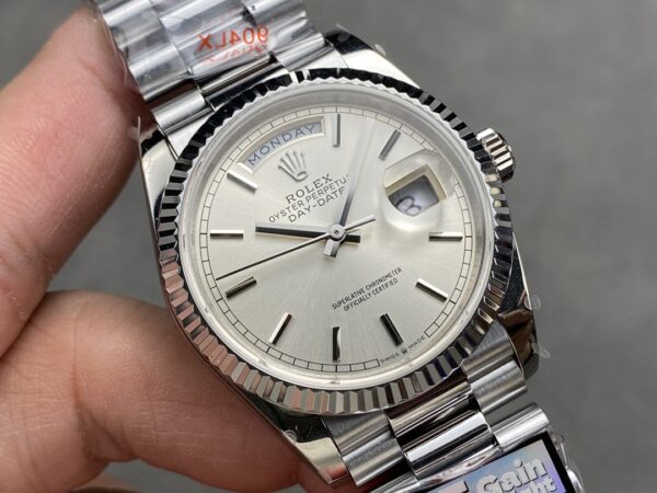 i1724950755 2354 2 Rolex Day Date 128239-0005 QF Factory 1:1 Super Clone Hopea Indeksi Soittaa Dial