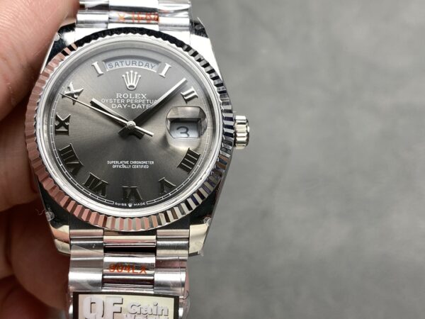 i1724950882 1329 0 Rolex Day Date 128236 QF Factory 1:1 Super Clone Grey Roman numerals Dial