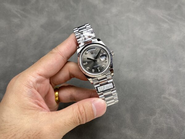 i1724950924 3479 7 Rolex Day Date 128236 QF Factory 1:1 Super Clone Grey Diamond dial 36mm