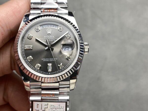 i1724950924 445 0 Rolex Day Date 128236 QF Factory 1:1 Super Clone Grey Diamond dial 36mm