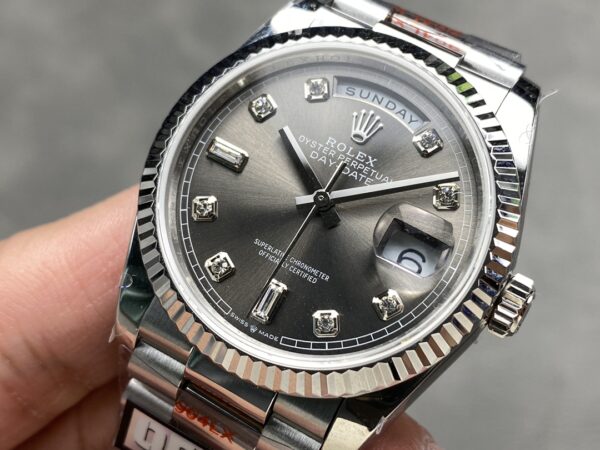 i1724950924 7959 1 Rolex Day Date 128236 QF Factory 1:1 Super Clone Grey Diamond dial 36mm