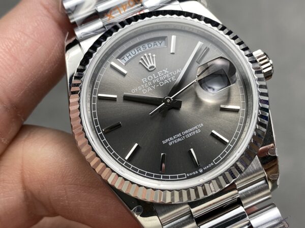 i1724950959 9071 2 Rolex Day Date M128236 QF Factory 1:1 Super Clone Grey Index Dial