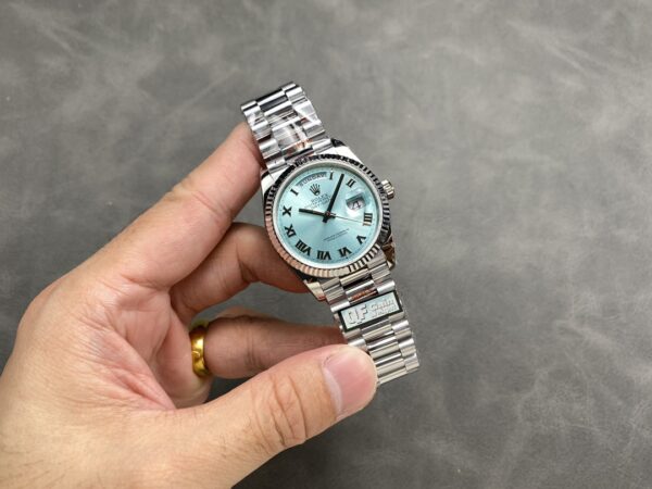 1222 7 Rolex Day Date M128236 QF Factory 1:1 Super Clone Ice Blue Numeral Dial