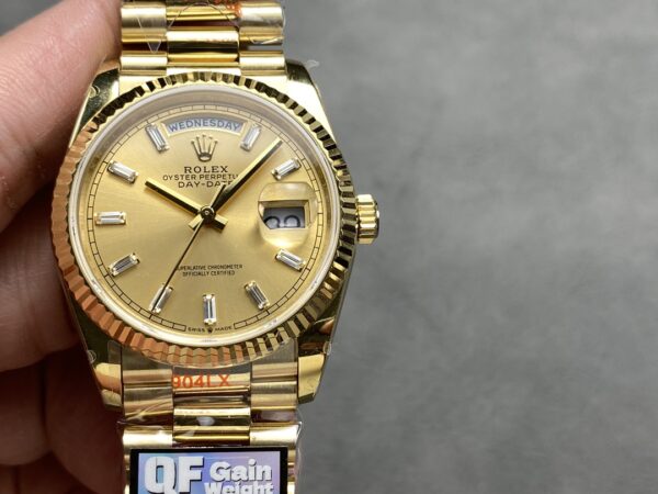 i1724951526 1555 4 Rolex Day Date M128238 Or Jaune Cadran Diamants QF Factory 1:1 Super Clone 36mm