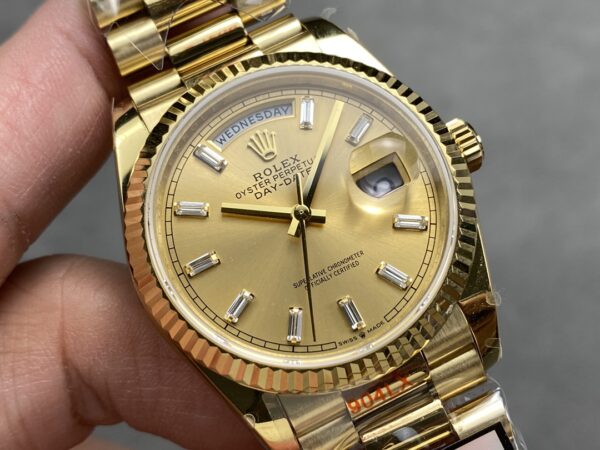 i1724951526 6257 8 Rolex Day Date M128238 Gult guld diamant urtavla QF Factory 1:1 Super Clone 36mm