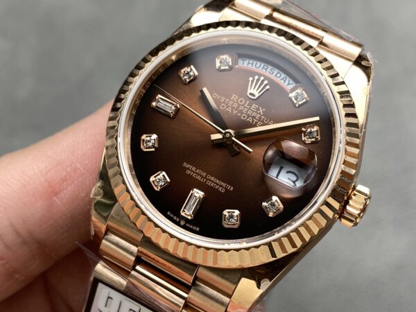 i1724952240 6775 7 Rolex Day Date M128235-0037 омбре Dialmond Dial QF Factory 1:1 Super Clone Rose Gold 36