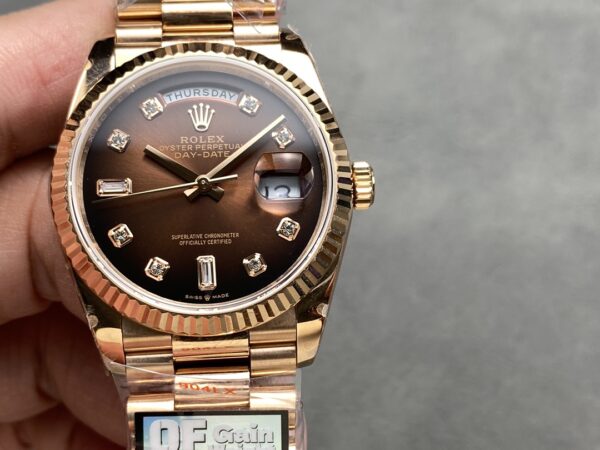 i1724952240 8991 5 Rolex Day Date M128235-0037 ombre Dialmond Dial QF Factory 1:1 Super Clone Rose Gold 36