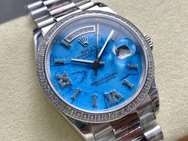 a1726058728167 3826 Rolex Day Date m128396tbr-0016 White Gold 1:1 Best Clone 8+ Factory Counterweight Version