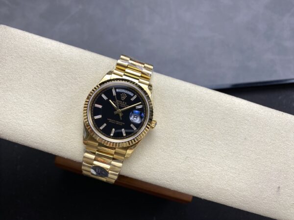 a1726061745849 8077 Rolex Day Date Ref. 128238 Black Dial Yellow Gold 1:1 Best Clone 8+ Factory Counterweight Version