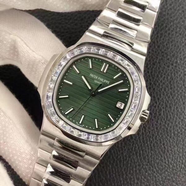 a1739627764689 0616 Patek Philippe Nautilus 5711 Olive Green with T-Cut Diamonds 1:1 Best Clone 3K Factory Newest Version