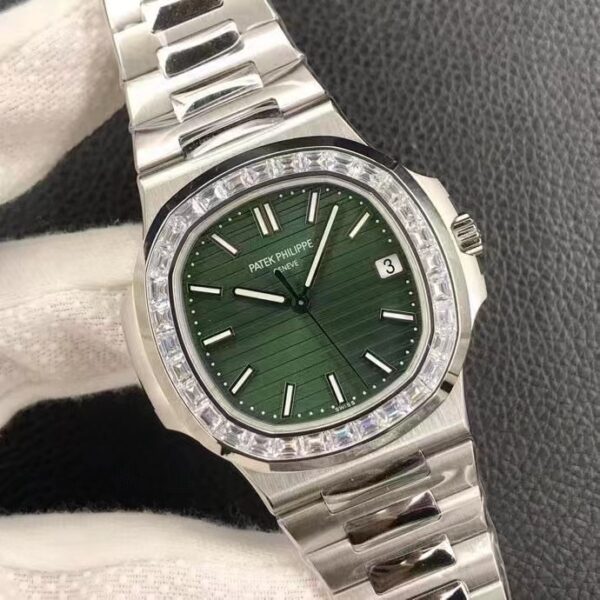 a1739627764694 5470 Patek Philippe Nautilus 5711 Olive Green with T-Cut Diamonds 1:1 Best Clone 3K Factory Newest Version