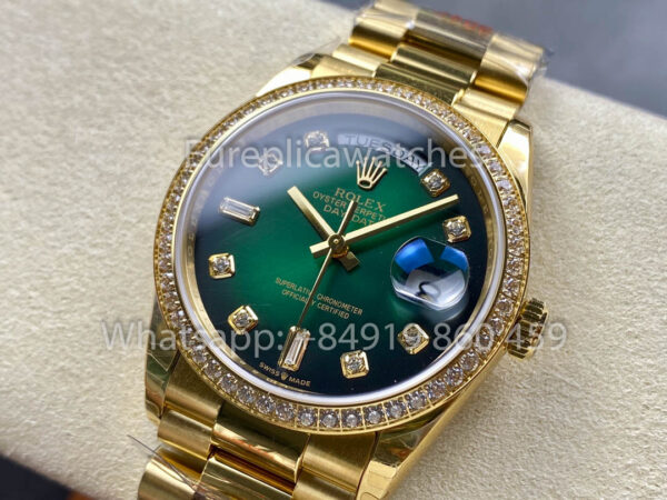 i1725994444 8801 0 Rolex Day Date 128239-0035 Yellow Gold 1:1 Best Clone 8+ Factory Counterweight Version