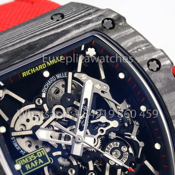 i1731311484 1249 3 Richard Mille RM35-01 NTPT Carbon 1:1 Best Clone BBR Factory V2 Red Velcro Strap