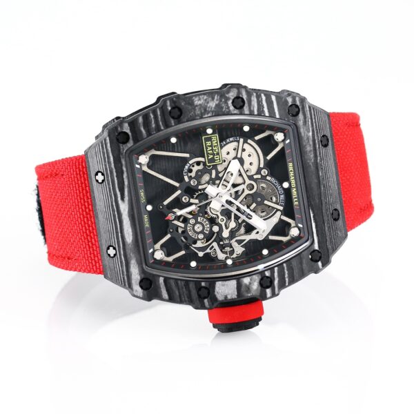 i1731311484 5095 6 1 Richard Mille RM35-01 NTPT Carbon 1:1 Best Clone BBR Factory V2 Red Velcro Strap